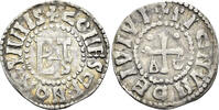 MIDDLE AGES France. County of Maine. Herbert I   le Éveillé-Chien  .    (1.35g, 22mm) Cinomanis (Le Mans) mint. Duplessy 398 AR Denier 1015-1035 