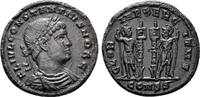 Follis  Roman Empire Constantius II, as Caesar. 316-337 AD. Two soldiers, two standards 