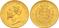 Italien-Sardinien 20 Lire Gold Vittorio Emanuele II. 1849-1878. Picture