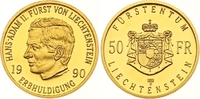 Liechtenstein 50 Franken Gold Hans Adam II. seit 1990. Picture