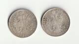 Österreich 2x 1 Florin 1858, 1879 Franz Joseph I. UNC-