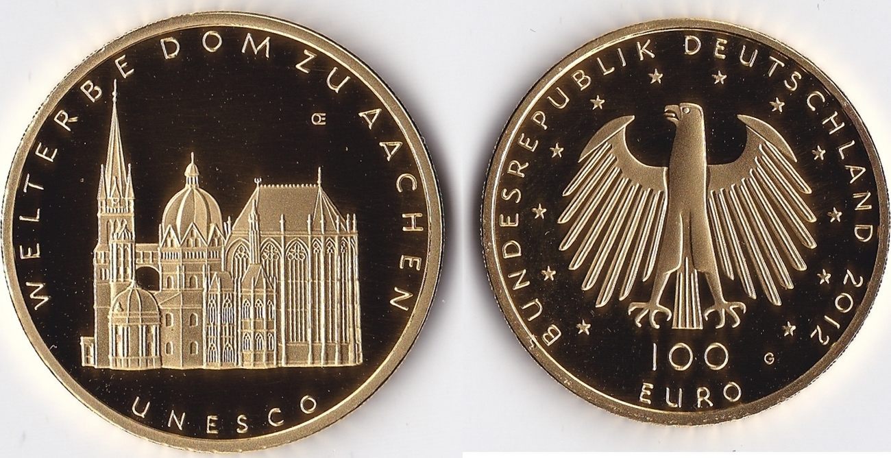 100 euro 2012 g brd unesco-welterbe -dom zu aachen- bu (ms65-70)