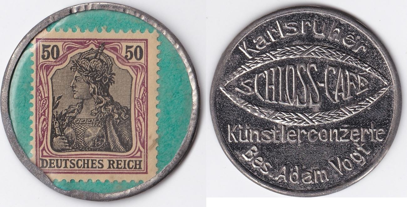 50 pfennig deutsches reich briefmarkenkapselgeld-karlsruher