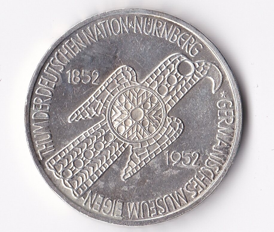 BRD 5 DM 1952 D Germanisches Museum UNC