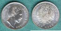Bayern 5 Mark 1876 D Ludwig II. (1864-1886) vz/stgl 919.79 US$  +  shipping