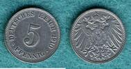 Kaiserreich 5 Pfennig 1910 J J. 12 ss 40.75 US$  +  11.53 US$ shipping