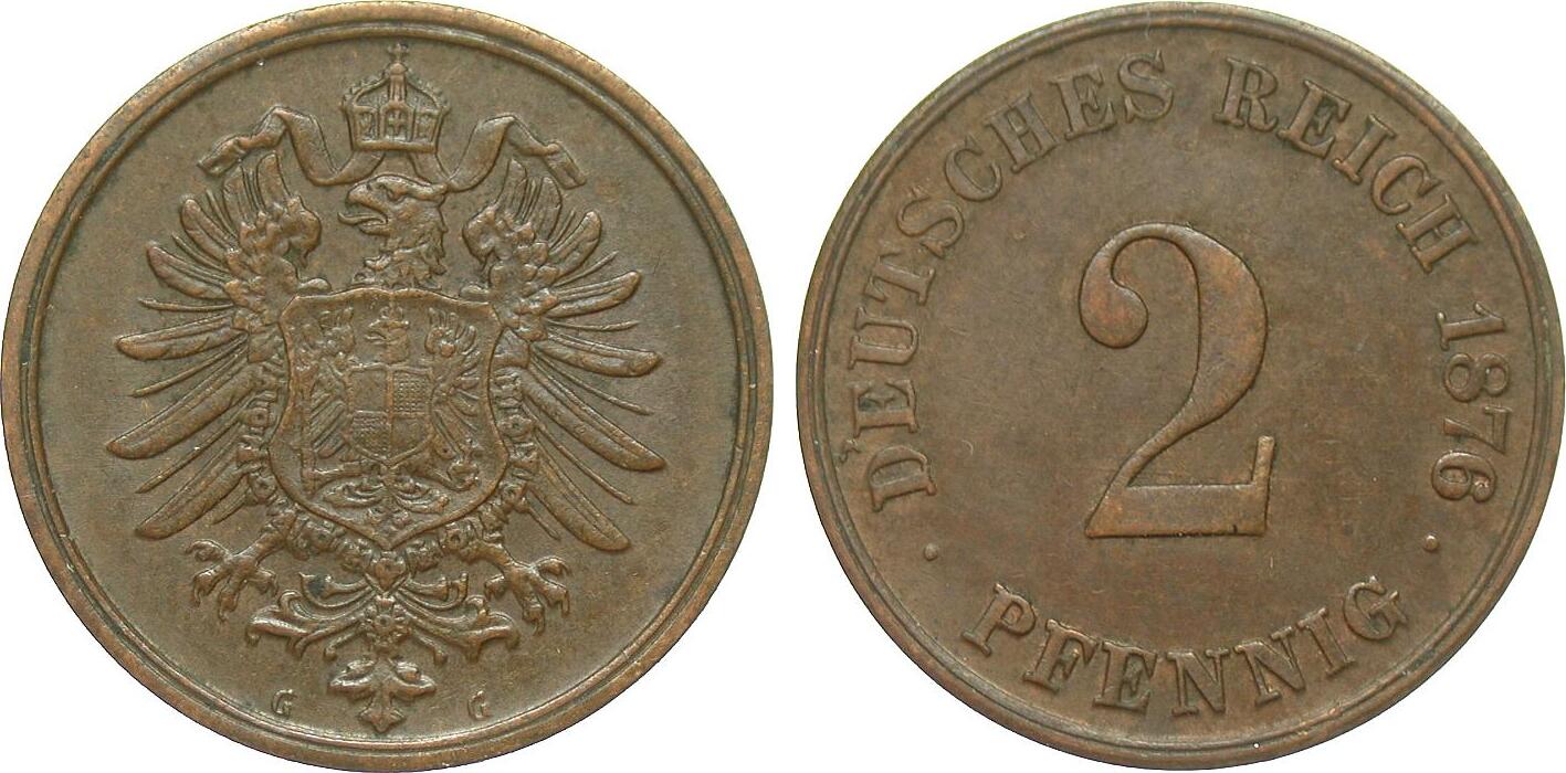 Kaiserreich 2 Pfennig 1876 G Fast Vorzüglich | MA-Shops