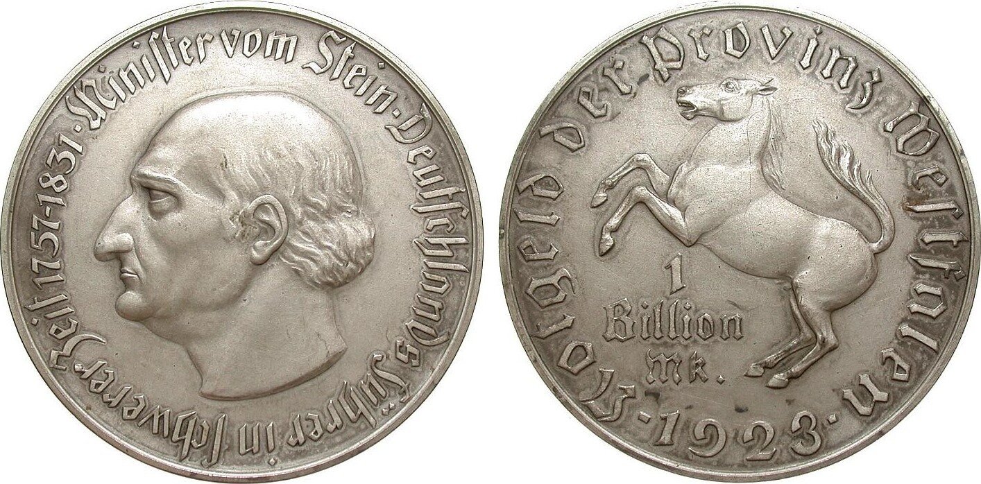 Kolonien und Nebengebiete 1 Billion Mark Westfalen 1923 UNC