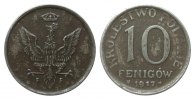 Kolonien und Nebengebiete 10 Fenigów, Schrift nahe am Rand -