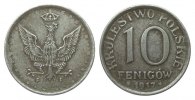 Kolonien und Nebengebiete 10 Fenigów, Schrift nahe am Rand -