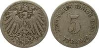 5 Pfennig 1891 E Kaiserreich  schön - sehr schön