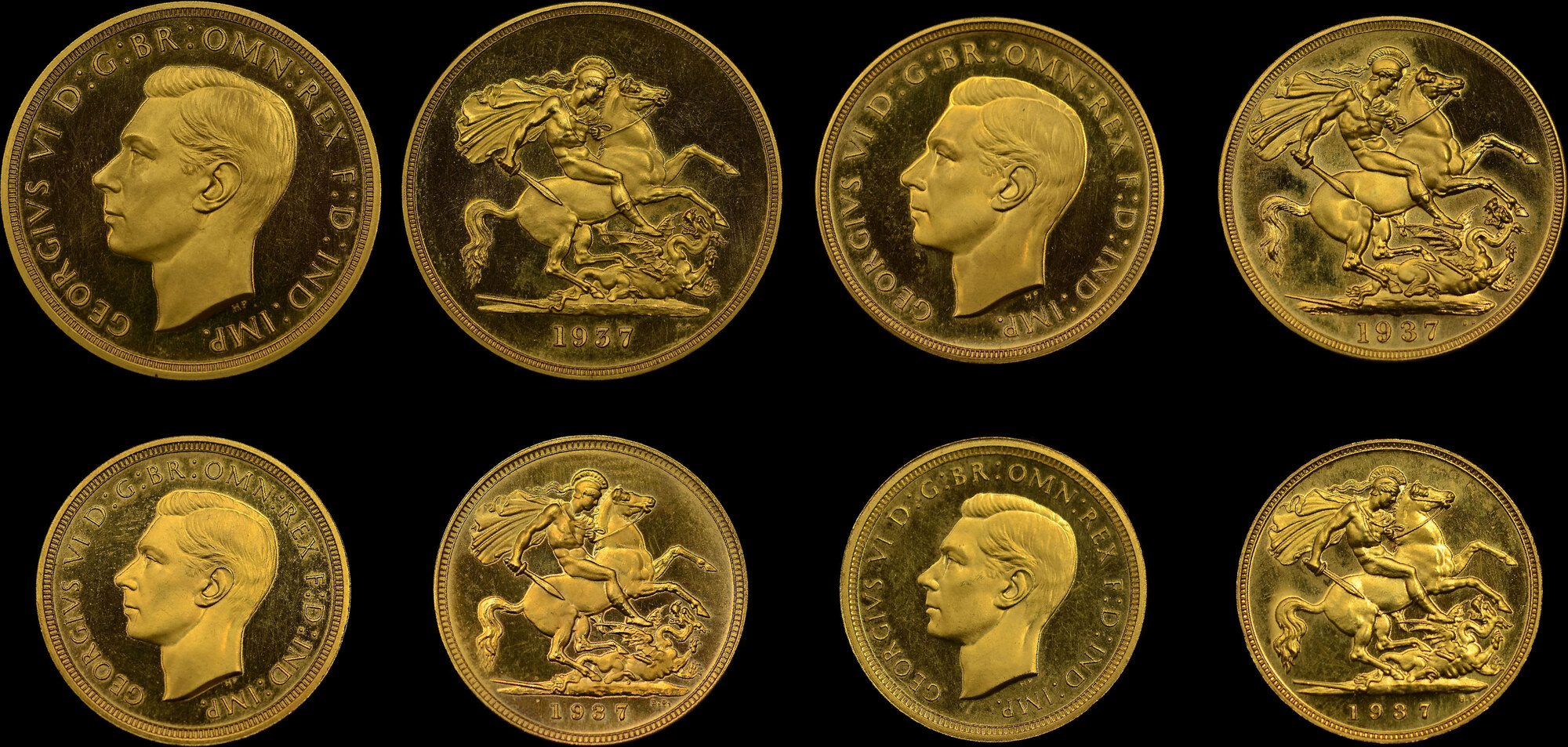 GREAT BRITAIN GEORGE VI 1937 GOLD PROOF SET OF THE CORONATION