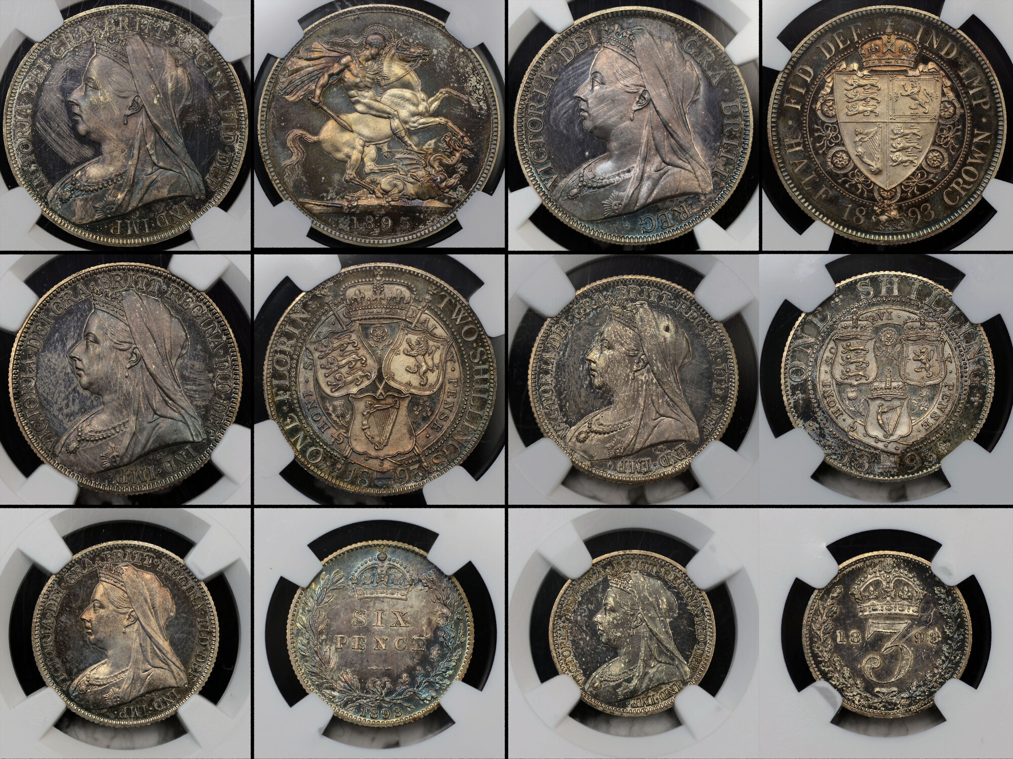 GREAT BRITAIN VICTORIA, 1893 SILVER PROOF SET PF 64 CAMEO-PF 63 | MA-Shops