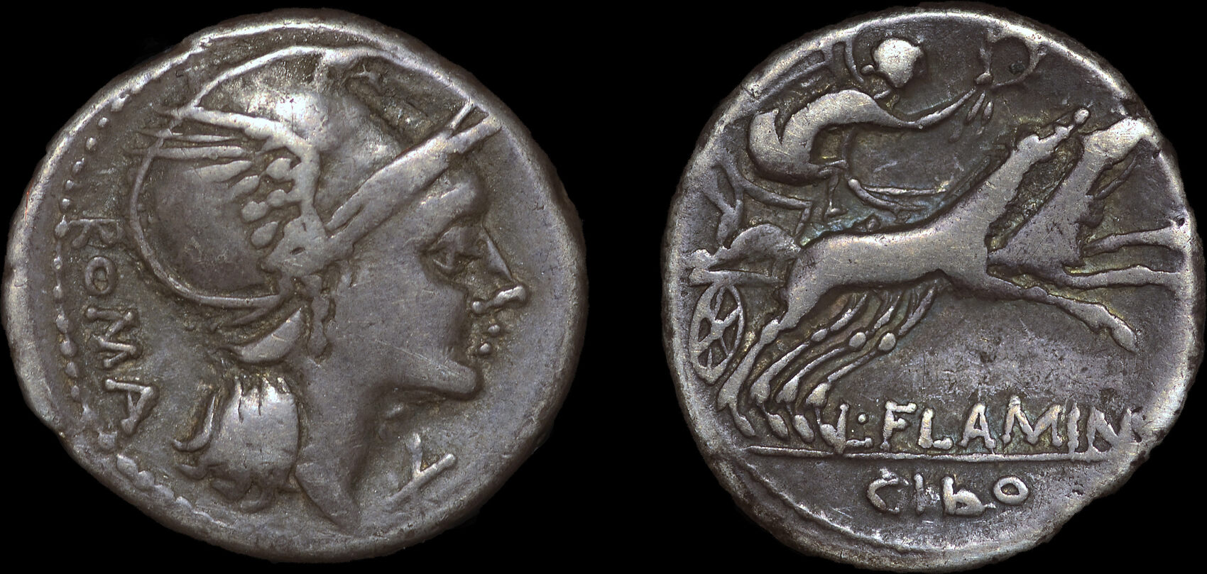 ANCIENT ROME, ITALY 109/108 BC ROMAN REPUBLICAN COINAGE, L. FLAMINIUS CILO,  DENARIUS | MA-Shops