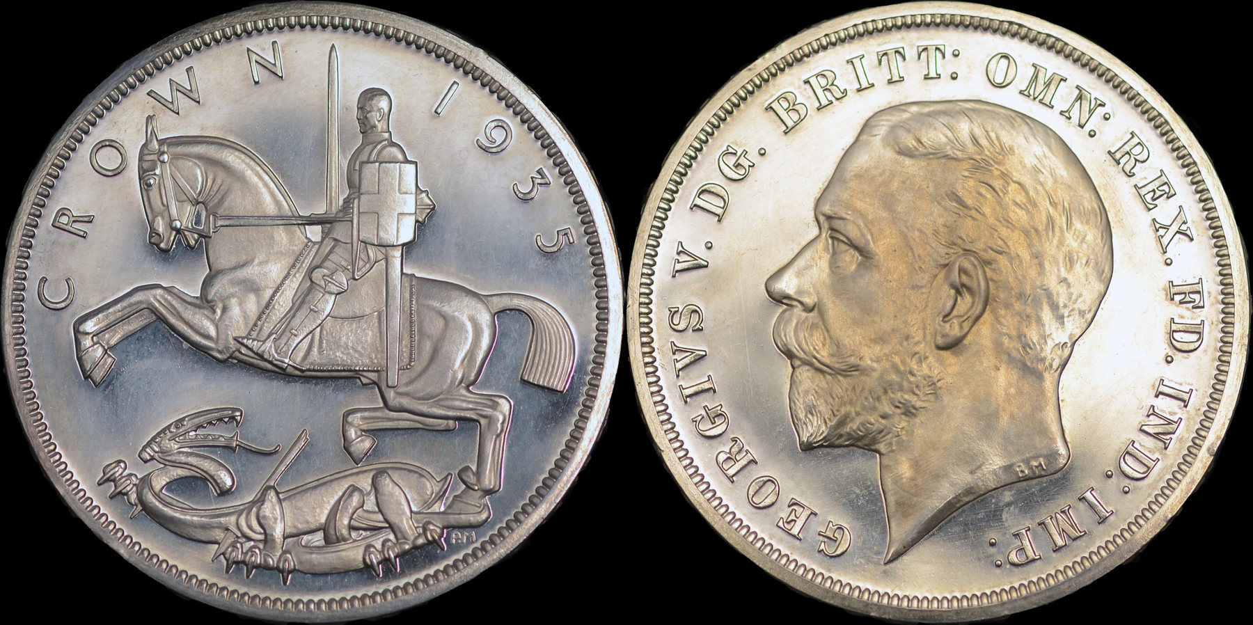 1935 George V (1865 - 1936) Great Britain Royal Mint - 1oZ Silver Crown buy - Choice Fine