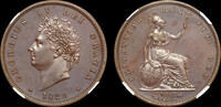 GREAT BRITAIN 1826 GEORGE IV, 1826 PROOF PENNY, PF 63 BN  2,014.46 US$  +  48.35 US$ shipping