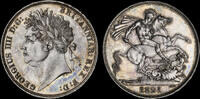 GREAT BRITAIN 1821 GEORGE IV, 1821 SILVER CROWN, *EDGE SECUNDO  5,365.18 US$  +  48.35 US$ shipping
