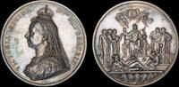 GREAT BRITAIN 1887 QUEEN VICTORIA, 1887 GOLDEN JUBILEE, LARGE SILVER MEDAL  4,297.52 US$  +  48.35 US$ shipping
