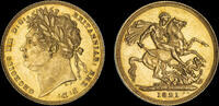 GREAT BRITAIN 1821 GEORGE IV, 1821 GOLD SOVEREIGN, FIRST DATE FOR THE RE... 9,199.38 US$  +  48.35 US$ shipping