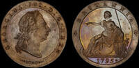 GREAT BRITAIN 1795 GEORGE III, 1795 PATTERN COPPER HALFPENNY BY C H KUCH... 2,484.50 US$  +  48.35 US$ shipping