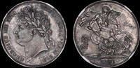 GREAT BRITAIN  GEORGE IV, 1821 SILVER CROWN, *EDGE SECUNDO MS 62