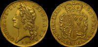 GREAT BRITAIN GEORGE II, 1729 GOLD FIVE GUINEAS E.I.C. EAST INDIA COMPANY -