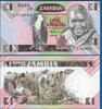 SAMBIA P.23b 1 Kwacha (1980-88) Kassenfrisch 4.54 US$  +  23.29 US$ shipping