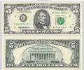 USA P.498 5 Dollars 1995 B = NEW YORK Replacement Star UNC