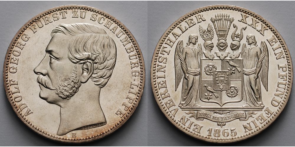 Vereinstaler 1865 B Adolf Georg Fürst Zu Schaumburg-Lippe Kleine ...