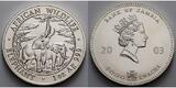 Sambia/Zambia 5000 Kwacha<br>1 oz<br>Ø 39 mm 2003 Elefant - African Wildlife 5. Ausgabe <b>matt</b> <b>CH UNC</b>