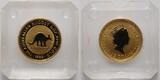 Australien 15 Dollar<br>1/10 oz<br> 3, 11g<br>fein<br> 16mm Ø 1992 1/10 oz. Känguru / Nugget, <b>in der originalen Kapsel</b> <b> Anlagegold / Sammlerstück<br> Proof</b> <br>