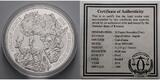 Ruanda 50 Amafaranga<br>1 oz<br>Ø 40 mm 2014 Afrikanische Unze, 7.Ausgabe Impala-Schwarzfersenantilope <b>mit Zertifikat</b> <b>Proof</b> <br>in<br> Kapsel