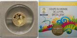 Frankreich 50 Euro<br> 7,77g<br> fein<br> 22 mm Ø Fußball Weltmeisterschaft 2014 in Brasilien, inkl. Kapsel & Zertifikat & Etui <b>PP</b>