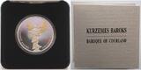 Lettland 5 Euro 2014 Barockkunst Kurzeme, <b>farbig-vergoldet</b> inkl. Etui &Zertifikat & Broschüre <b>Proof</b>