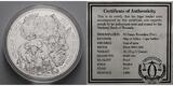 Ruanda 50 Amafaranga<br>1 oz<br>Ø 40 mm 2015 Afrikanische Unze, 8.Ausgabe Büffel <b>mit Zertifikat</b> <b>Proof</b> <br>in<br> Kapsel