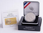USA 1 $ 2018 P 100 Jahre Ende WW1 (World War I), inkl. Kapsel & Etui & Schuber & Zertifikat <br>BU (MS65-70)