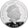 Großbritannien 10 Pounds<br>155,5g fein<br>65,00 mm Ø 2020 „50 Jahre Queen“ exklusive Würdigung einer der populärsten Rockbands,<b>RAR!</b> <b>Proof</b><br> 5 Unzen<br> im Etui