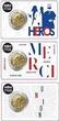 Frankreich/Malta 3 x 2 Euro & 1 x 2 Euro 2020/ <br> 2021 Helden der Pandemie - Heroes of the Pandemic im Klappfolder / Blister / Coincard <b>BU <br>im <br> Blister <br> 4er Set </b>