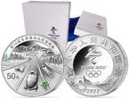 Peking - China 50 Yuan <br> <b>150 Gramm</b> 2021 Winter Oly. Peking 2022,<b> 1/2 Bob, Skeleton & Rodeln</b> <b>mit Etui </b> <b>Proof</b>