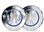 Deutschland 10 Euro<br><b>SOFORT LIEFERBAR! </b> 2024 J Im Dienst der Gesellschaft - Polizei,<br> <b> Prägestätte J, </b> <b>BU</b>