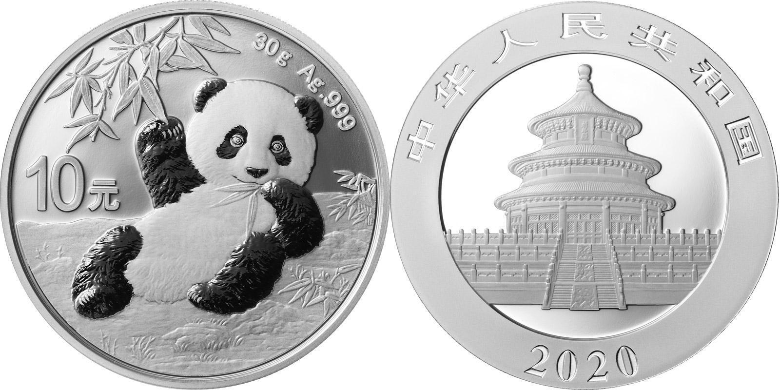 CHINA PANDA SILVER 30 GRAM COIN 2019 UNC 