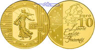 Frankreich 10 Euro, 7,78g <br>fein<br>22 mm Ø La Semeuse - die Säerin inkl. Etui & Zertifikat & Schuber -