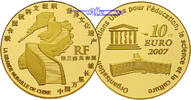 Frankreich 10 Euro, 7,78g <br>fein<br>22 mm Ø Chinesisches Bauwerk, Mauer, Gold 1/4 Unze Gold inkl.Etui &Zertifikat &Schuber -