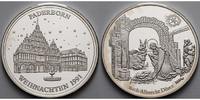 Paderborn Medaille<br>14,85g <br>fein<br>35mm Ø Medaille in Silber, Weihnachten 1991, Rathausplatz, inkl. Kapsel&Etui&Zertifikat -