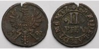 Rietberg, Grafschaft, seit 1764 Fürstentum 2 Pfennig Maximilian Ulrich von Kaunitz 1702 - 1746, Kupfer -