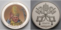 Deutschland Medaille Papst Benedikt XVI. mit Farbaufkleber & Zertifikat -