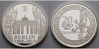 Belgien 20 Euro 25 Jahrestags des Falls der Berliner Mauer/1989 - 2014 inkl. Etui&Zerti.&Schuber -