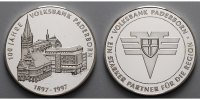 Paderborn 25,48g fein, 41mm Ø Medaille auf die 100 Jahre Volksbank Paderborn, 1897 - 1997,