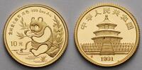 China 10 Yuan,<br>3,11g fein<br>18 mm Ø Panda mit Bambuszweig an Gewässer sitzend, <b>Jahreszahl mit Serifen !!!</b> Picture