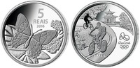 Rio 5 Reais Oly.Sommer Rio 2016-Schmetterling 14 / 16, orig.Oly.Kapsel mit Zertifikat